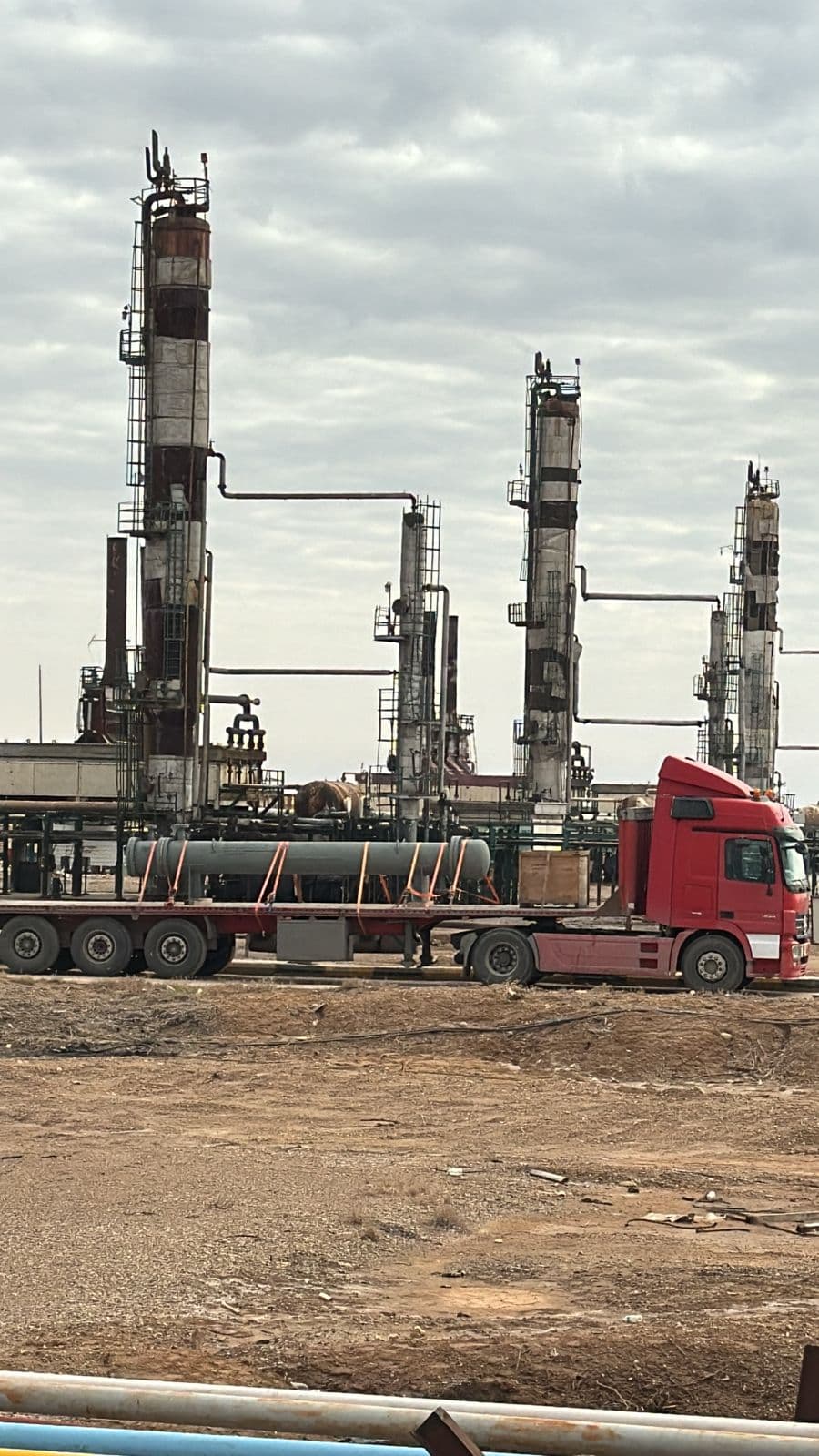 Equipment on a truck arriving at an oil and gas field site